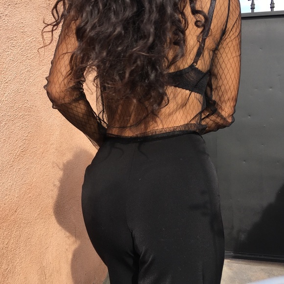 vintage black trousers with satin detail - Picture 5 of 6